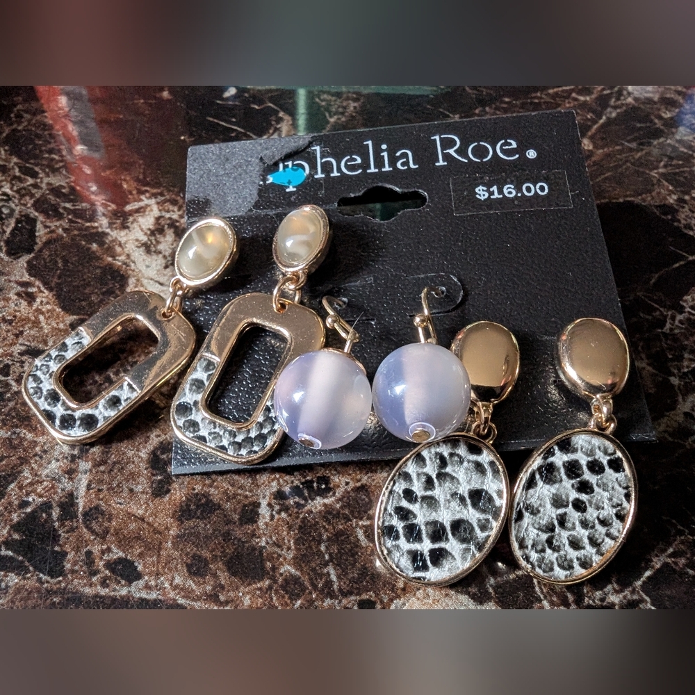 Ophelia Roe Gold Animal Print Earrings Trio